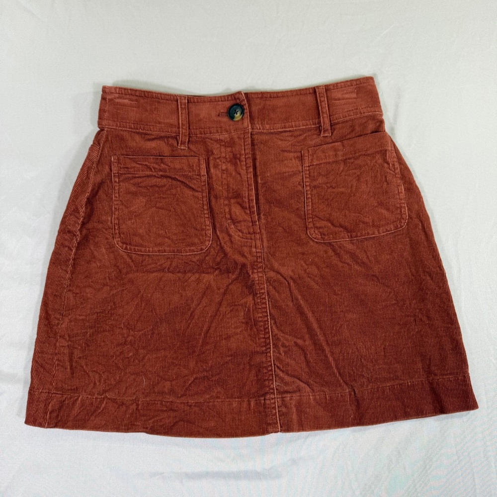 Boden Rust Brown Corduroy Mini Skirt Size 0P Preppy Dark Academia Retro Earthy